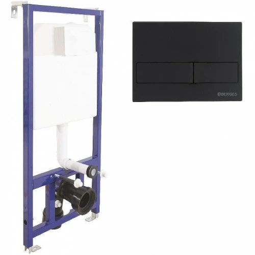 Унитаз с инсталляцией Ceramicanova Forma CN3009 + Berges Novum L5 040215 с сиденьем Микролифт и Черной матовой клавишей смыва