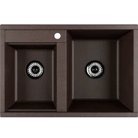 Кухонная мойка Aquaton Делия 78 DBL 1A723132DE280 Кофе искусственный камень (литьевой мрамор) встраиваемый