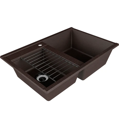 Кухонная мойка Aquaton Делия 78 DBL 1A723132DE280 Кофе искусственный камень (литьевой мрамор) встраиваемый