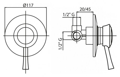 Смеситель для душа Cezares Giubileo GIUBILEO-DIM-02 Бронза латунь встраиваемый