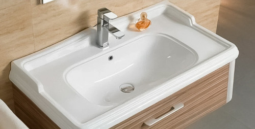 Раковина CeramaLux 120 3312 Белая фаянс полувстраиваемая