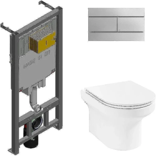 Унитаз с инсталляцией Jacob Delafon Elite EDX114RU-00 + Jacob Delafon E29025-NF+E4316-CP с сиденьем Микролифт и клавишей смыва Хром