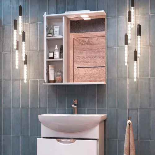 Зеркало со шкафом Vigo Callao 60 L z.CAL.60.L.El с подсветкой Белое МДФ / ЛДСП, стекло