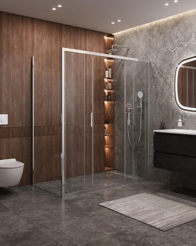 Душевой уголок Cezares Molveno 170x100 MOLVENO-AH-2/1-170/100-C-Cr-IV профиль Хром стекло прозрачное