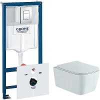 Унитаз с инсталляцией Aquatek Либра New AQ1148N-00 + Grohe Rapid SL 38775001 с сиденьем Микролифт и клавишей смыва Хром