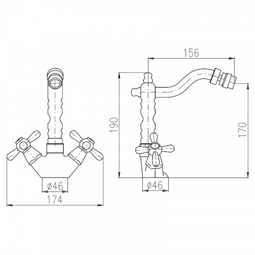 Смеситель для биде Rav Slezak Morava retro MK520.5/9Z Золото латунь