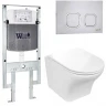 Комплект унитаза с инсталляцией WeltWasser AMBERG 497 ST + ODENBACH 004 GL-WT + AMBERG RD-MT CR 10000006741 цвет Белый глянцевый с сиденьем Микролифт и клавишей смыва цвет Хром матовый