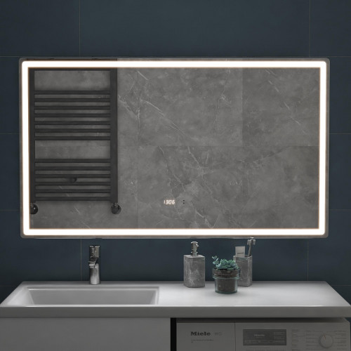 Зеркало Vigo Geometry Luxe 120 212 с подсветкой с бесконтактным выключателем с диммером с подогревом и часами