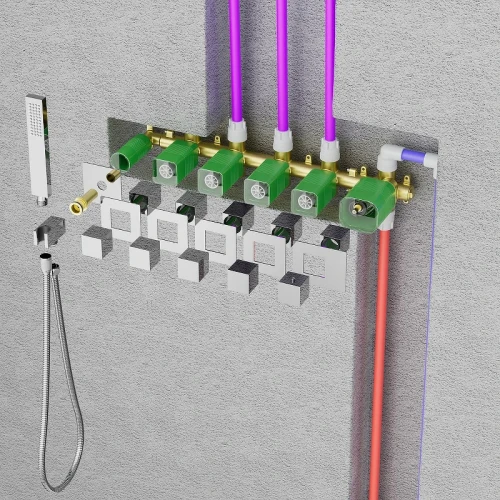 Душевая система Timo Petruma SX-5329/03SM с термостатом Черная латунь встраиваемый