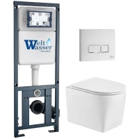 Комплект унитаза с инсталляцией WeltWasser MARBERG 410 + NESENBACH 004 GL-WT + MAR 410 SE GL-WT 10000011721 цвет Белый глянцевый с сиденьем Микролифт и клавишей смыва цвет Белый глянцевый
