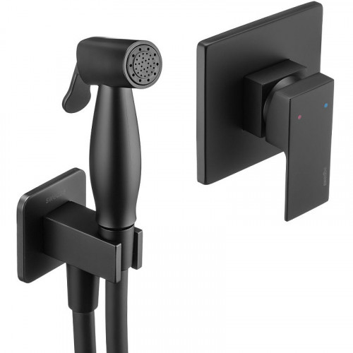 Гигиенический душ со смесителем Swedbe Platta 5549B Черный матовый латунь на стену