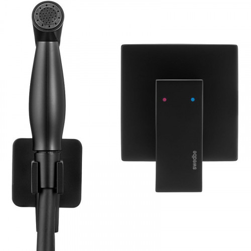 Гигиенический душ со смесителем Swedbe Platta 5549B Черный матовый латунь на стену