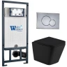 Комплект унитаза с инсталляцией WeltWasser MARBERG 507 + GELBACH 043 MT-BL + MAR 507 RD CR 10000012002 цвет Черный матовый с сиденьем Микролифт и клавишей смыва цвет Хром