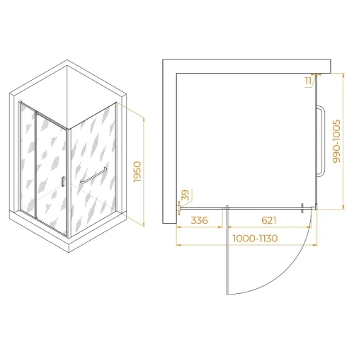 Душевой уголок RGW Passage 100x100 3508078100-14 профиль цвет Черный стекло прозрачное