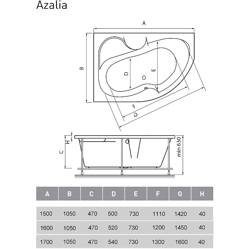 Акриловая ванна Vayer Azalia 150x105 L Гл000006724 без гидромассажа