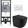 Комплект унитаза с инсталляцией WeltWasser AMBERG 506 + HEIMBACH 043 MT-BL + AMBERG RD-WT 10000012239 цвет Черный матовый с сиденьем Микролифт и клавишей смыва цвет Белый