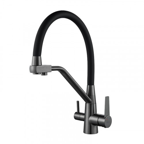Смеситель для кухни Shevanik S968T цвет Оружейная сталь Черный