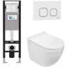Комплект унитаза с инсталляцией WeltWasser AMBERG 350 + HEIMBACH 043 GL-WT + AMBERG RD-WT 10000012442 цвет Белый глянцевый с сиденьем Микролифт и клавишей смыва цвет Белый