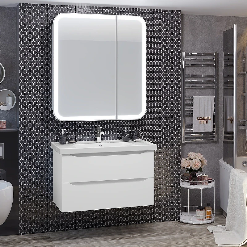 Тумба под раковину Opadiris Элеганс 90 00-00006896 подвесная Белая матовая МДФ / ЛДСП