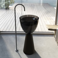 Раковина Abber Kristall 45 AT2703Onyx-Black Черная глянцевая Черная матовая полиэфирная смола напольный