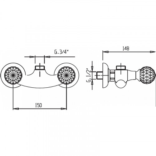 Смеситель для душа Cezares Atlantis ATLANTIS-DS-02-Sw Бронза латунь на стену