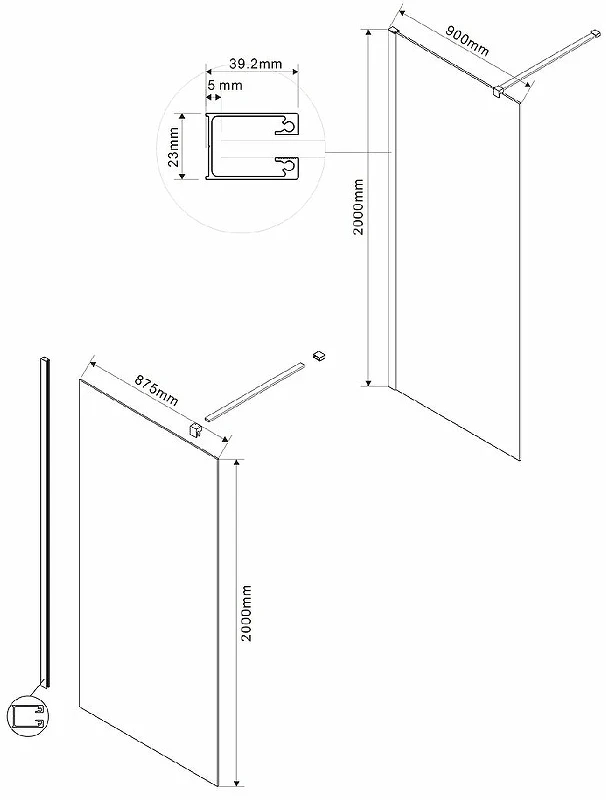 Душевая перегородка Vincea Walk-In 90 VSW-1H900CLG профиль Золото матовое стекло прозрачное