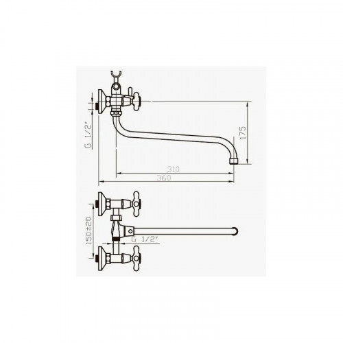 Смеситель для ванны D-Lin D145808-6 универсальный цвет  Хром