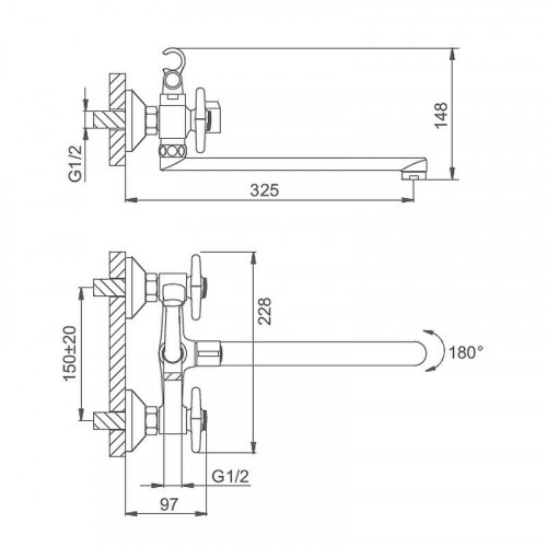 Смеситель для ванны Splenka S80.22 универсальный цвет Хром