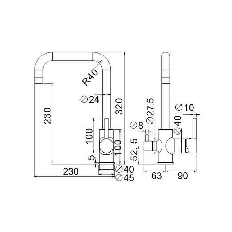 Смеситель для кухни Belz B802 B76802 Хром латунь