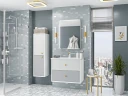 Шкаф пенал Brevita 50 Shades of Grey Анастейша 35 L Ана-05035-01-01Л подвесной Белый матовый Серый матовый МДФ / ЛДСП