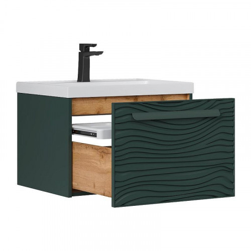 Тумба под раковину Equil Gleam 60 tpGLEAM60.1Y-34 подвесная цвет Зеленый камень Дуб вотан