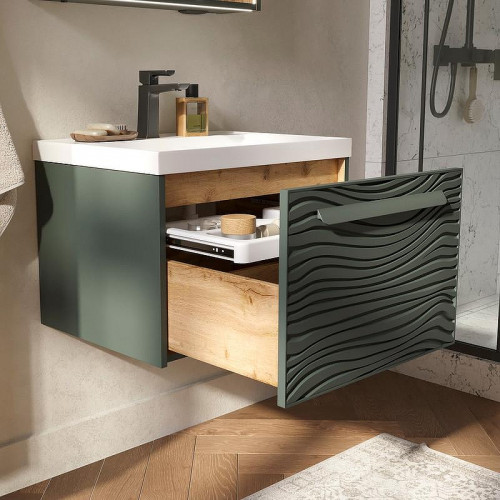 Тумба под раковину Equil Gleam 60 tpGLEAM60.1Y-34 подвесная цвет Зеленый камень Дуб вотан