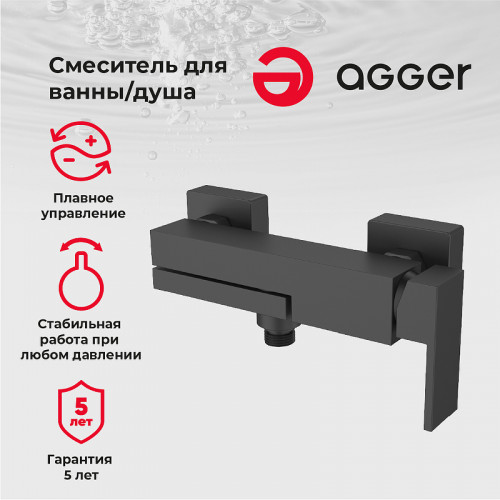 Смеситель для ванны Agger Great A2810044 Черный матовый латунь на стену