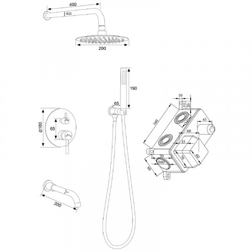 Душевая система Ростовская Мануфактура Сантехники SUS129-1S Нержавеющая сталь нержавеющая сталь встраиваемый