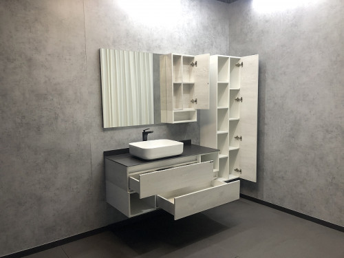 Шкаф пенал Comforty Прага 45 00004136272 подвесной Дуб белый МДФ / ЛДСП