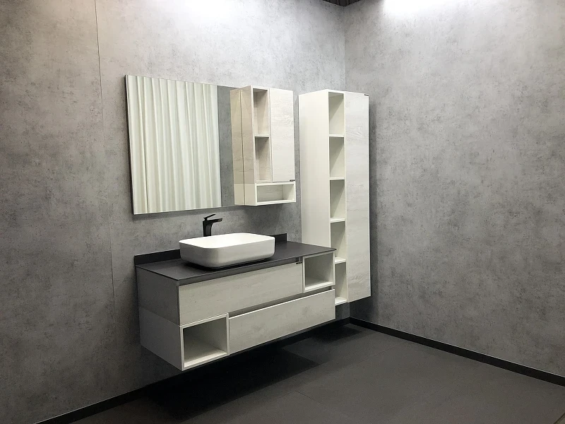 Шкаф пенал Comforty Прага 45 00004136272 подвесной Дуб белый МДФ / ЛДСП