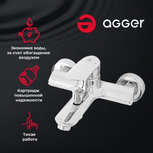 Смеситель для ванны Agger Splendid A0910000 Хром латунь на стену