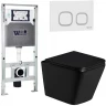 Комплект унитаза с инсталляцией WeltWasser AMBERG 506 ST + GELBACH 043 GL-BL + AMBERG RD-WT 10000011949 цвет Черный глянцевый с сиденьем Микролифт и клавишей смыва цвет Белый