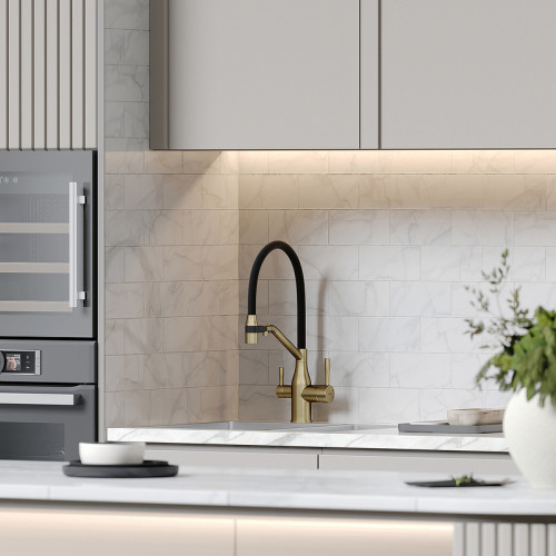 Смеситель для кухни Sancos Orta SC4008BG Золото брашированное Черный латунь