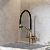 Смеситель для кухни Sancos Orta SC4008BG Золото брашированное Черный латунь