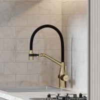 Смеситель для кухни Sancos Orta SC4008BG Золото брашированное Черный латунь