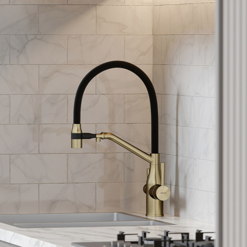 Смеситель для кухни Sancos Orta SC4008BG Золото брашированное Черный латунь