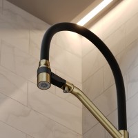 Смеситель для кухни Sancos Orta SC4008BG Золото брашированное Черный латунь