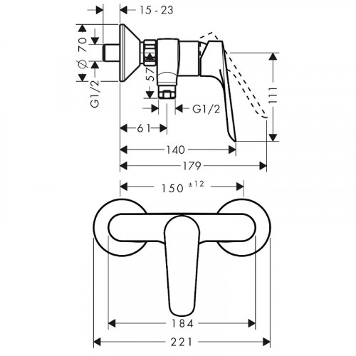Смеситель для душа Hansgrohe Logis E 71602000 Хром латунь на стену