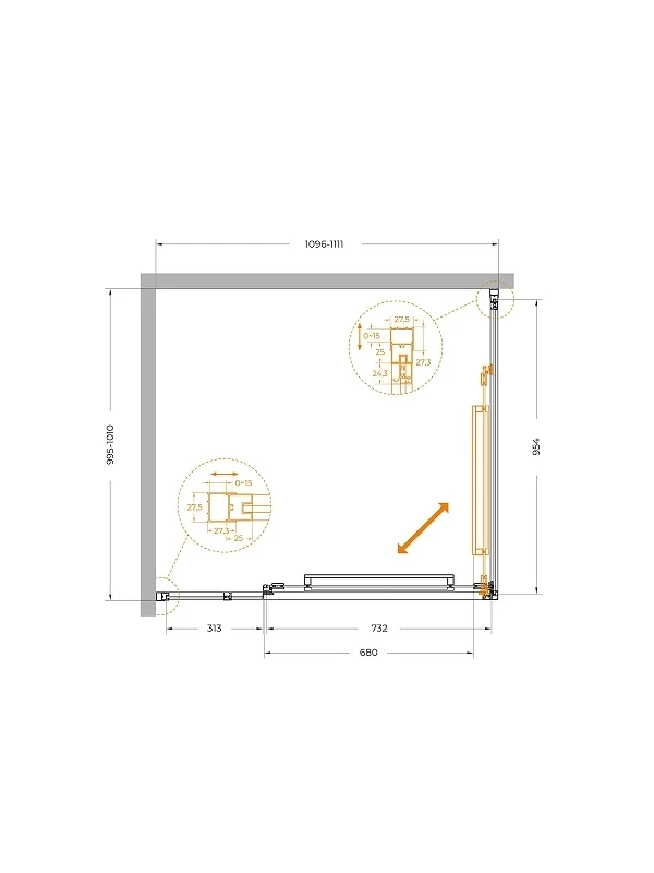 Душевой уголок Cezares Lux 110x100 LUX-AH-FS-11-110/100-C-CR профиль Хром стекло прозрачное