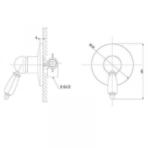 Смеситель для душа Caprigo Adria-Uno Black Edition 02B-550-crm Хром латунь встраиваемый