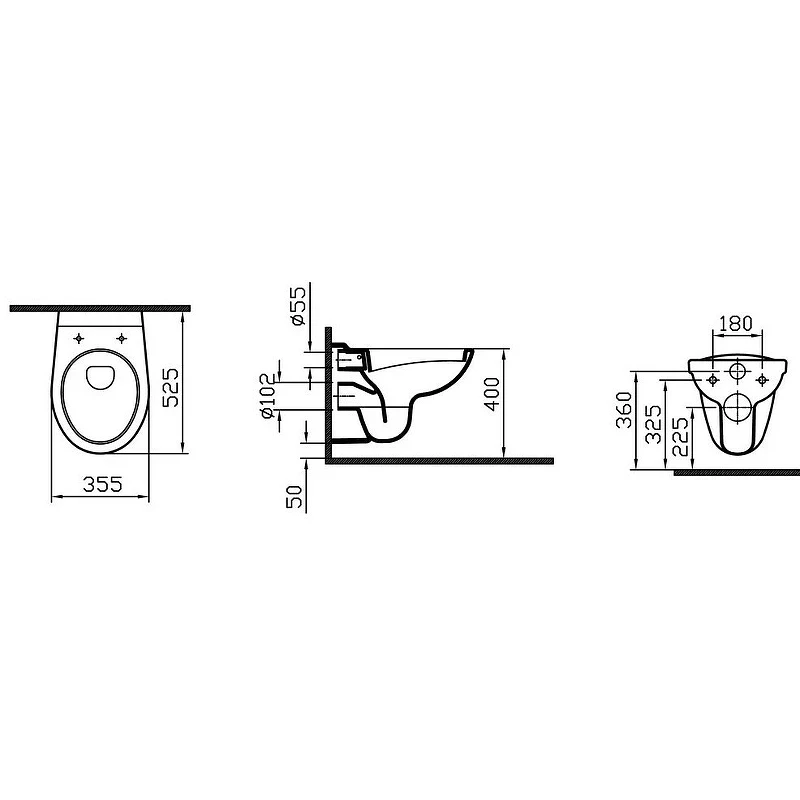 Комплект унитаза с инсталляцией Vitra Normus 9773B003-7201 с сиденьем Микролифт и Белой глянцевой клавишей смыва