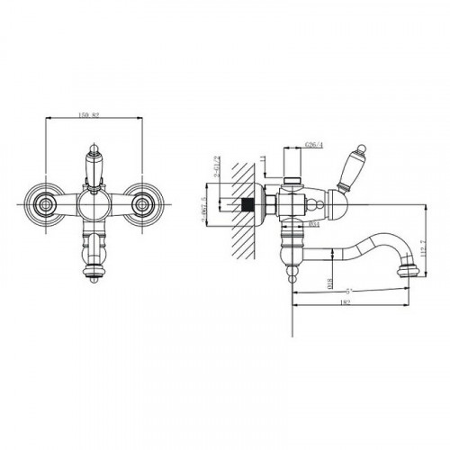 Смеситель для ванны Caprigo Adria-Uno Black Edition 02B-519-crm Хром латунь на стену