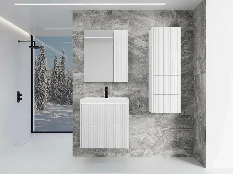Тумба под раковину Style Line Стокгольм 60 ЛС-00002307 подвесная Белый рифленый софт МДФ / ЛДСП