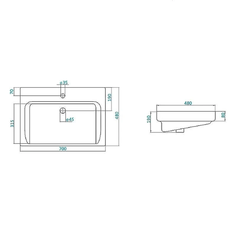 Раковина Aquaton Santek Тигода 70 1WH302083 Белая